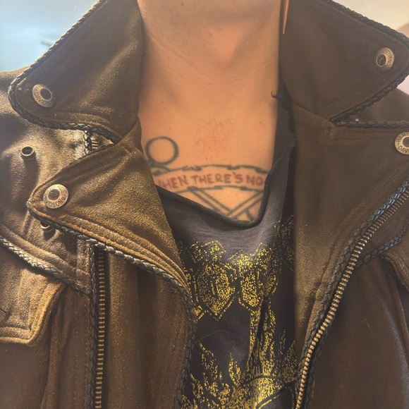 Vintage 90’s Y2K Harley Davidson Billings Distressed Mens LARGE Leather Jacket - Picture 7 of 12